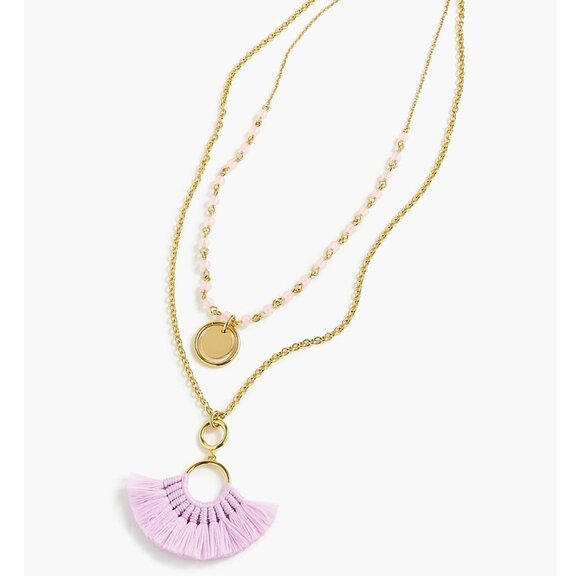 J. CREW Hand Knotted Tassel Necklace Vivid Lilac - Picture 2 of 6